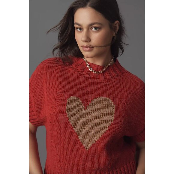 Anthropologie Maeve Pippa Mock-Neck Sweater Tee Sweet Heart Sz Small - Picture 5 of 7